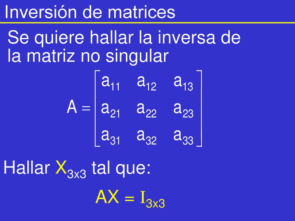 Inversión de matrices Se quiere hallar la inversa de la matriz no singular.