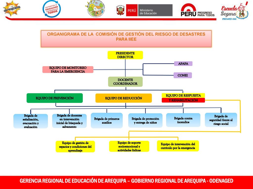 ORGANIGRAMA DE LA COMISIÓN DE GESTIÓN DEL RIESGO DE DESASTRES PARA IIEE