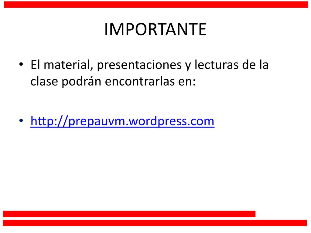 IMPORTANTE El material, presentaciones y lecturas de la clase podrán encontrarlas en: