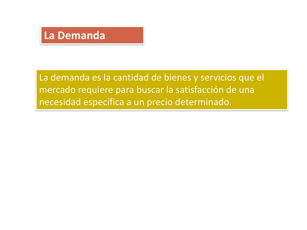 La Demanda La demanda es la cantidad de bienes y servicios que el