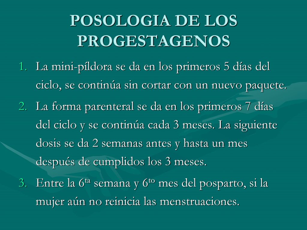 POSOLOGIA DE LOS PROGESTAGENOS