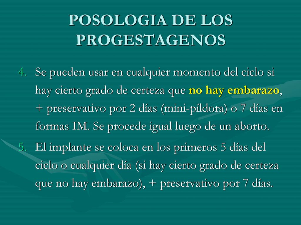 POSOLOGIA DE LOS PROGESTAGENOS