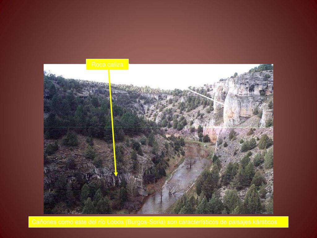 Roca caliza Cañones como este del río Lobos (Burgos-Soria) son característicos de paisajes kársticos.