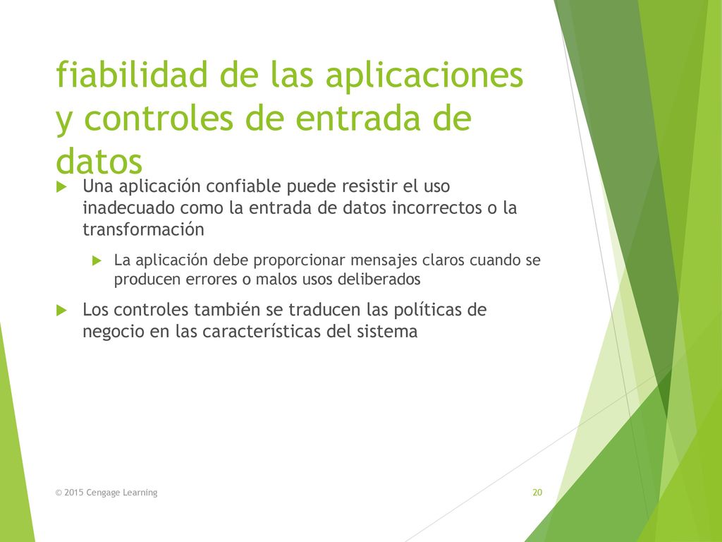 fiabilidad de las aplicaciones y controles de entrada de datos