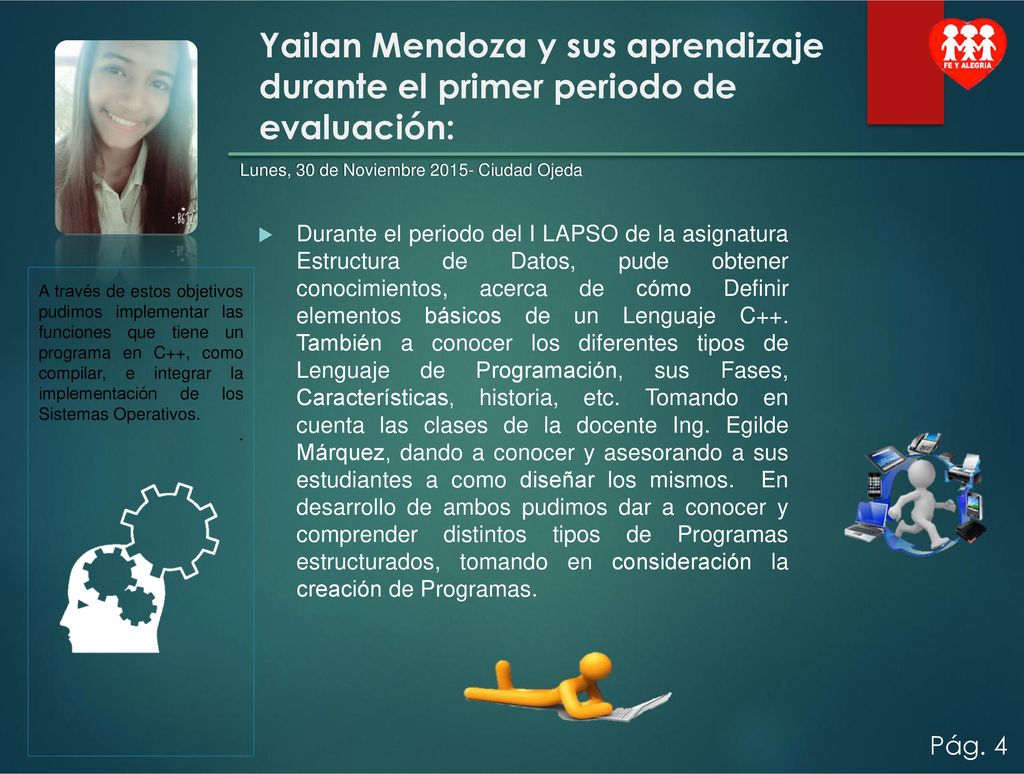 Yailan Mendoza y sus aprendizaje durante el primer periodo de evaluación: