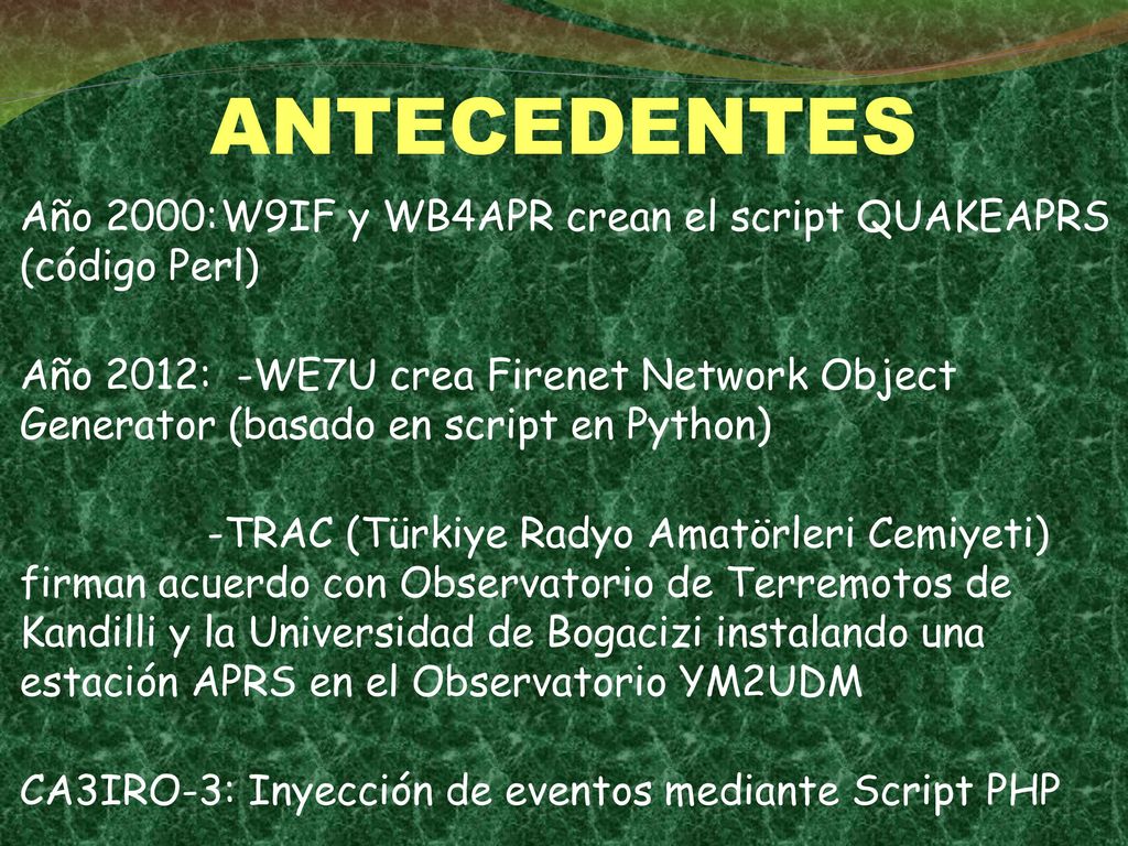Año 2000: W9IF y WB4APR crean el script QUAKEAPRS (código Perl)
