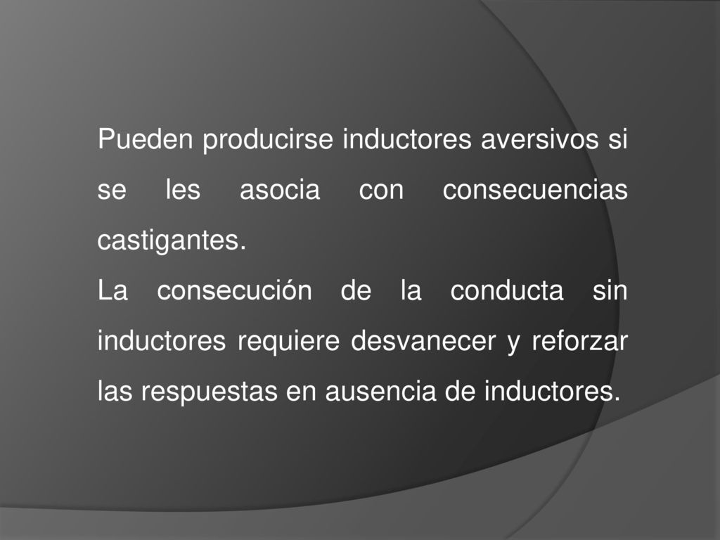 Pueden producirse inductores aversivos si se les asocia con consecuencias castigantes.