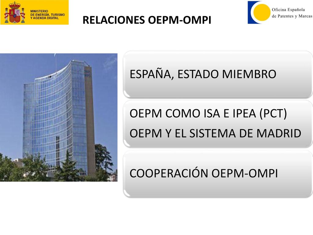 OEPM COMO ISA E IPEA (PCT) OEPM Y EL SISTEMA DE MADRID