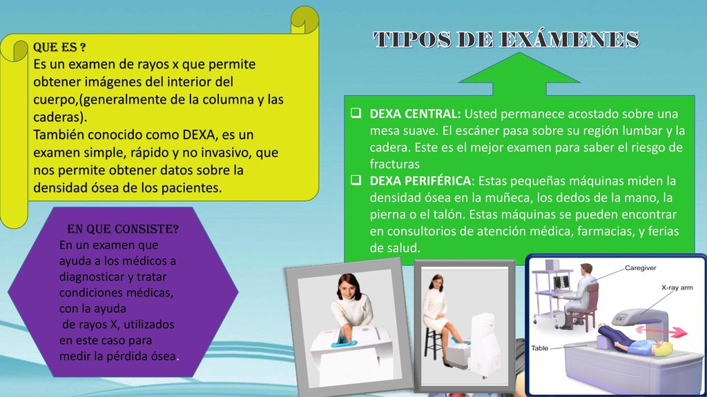 Que es Es un examen de rayos x que permite obtener imágenes del interior del cuerpo,(generalmente de la columna y las caderas).