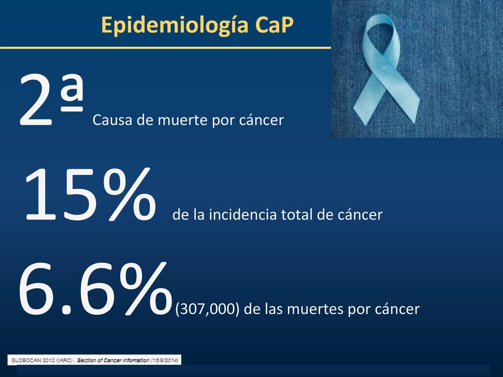 2ª Causa de muerte por cáncer 6.6%(307,000) de las muertes por cáncer
