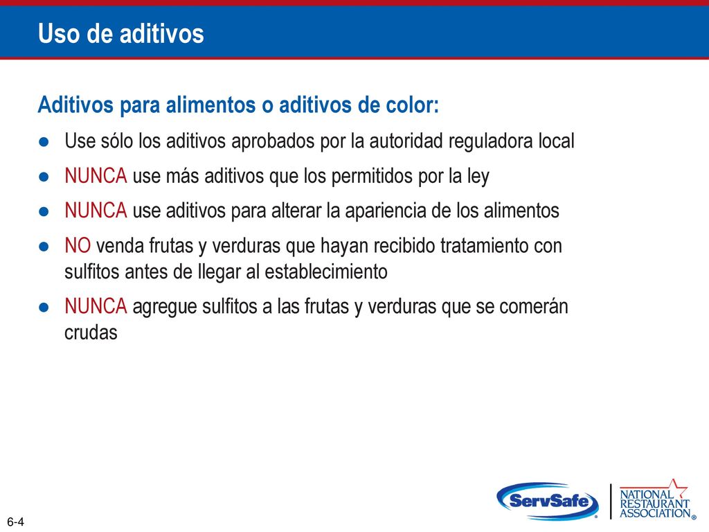 Uso de aditivos Aditivos para alimentos o aditivos de color: