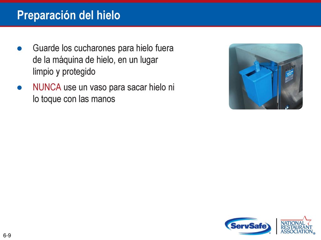 Preparación del hielo Guarde los cucharones para hielo fuera de la máquina de hielo, en un lugar limpio y protegido.
