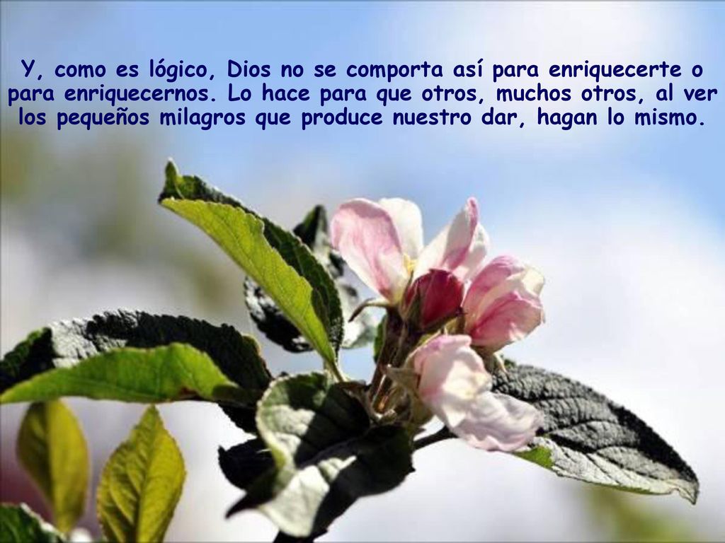 Y, como es lógico, Dios no se comporta así para enriquecerte o para enriquecernos.