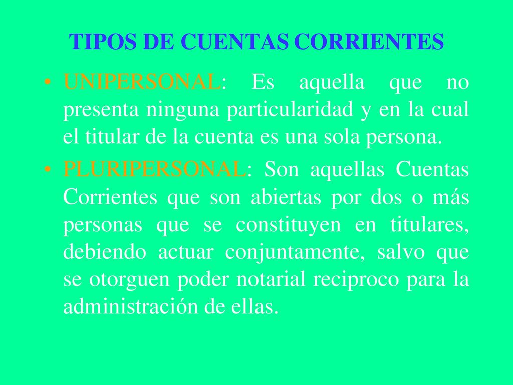 TIPOS DE CUENTAS CORRIENTES