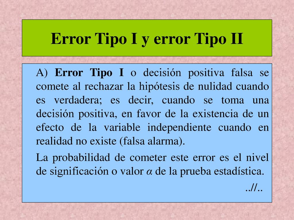 Error Tipo I y error Tipo II