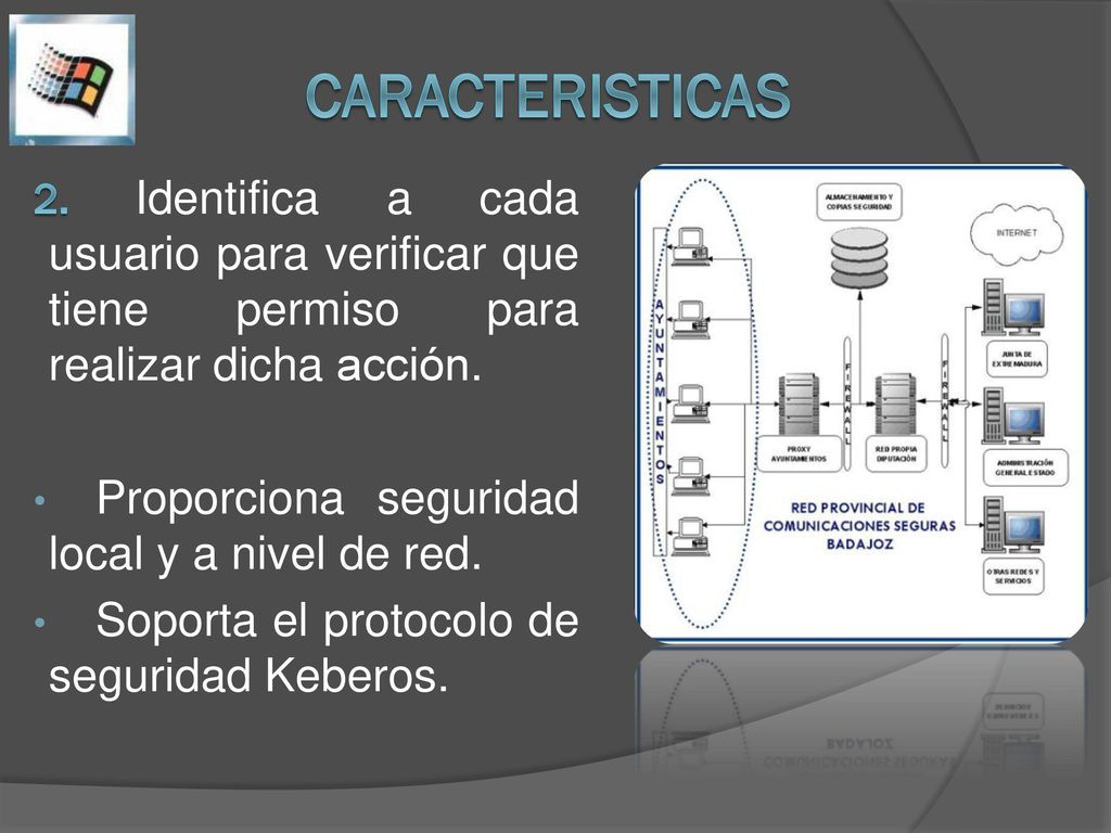 CARACTERISTICAS Proporciona seguridad local y a nivel de red.