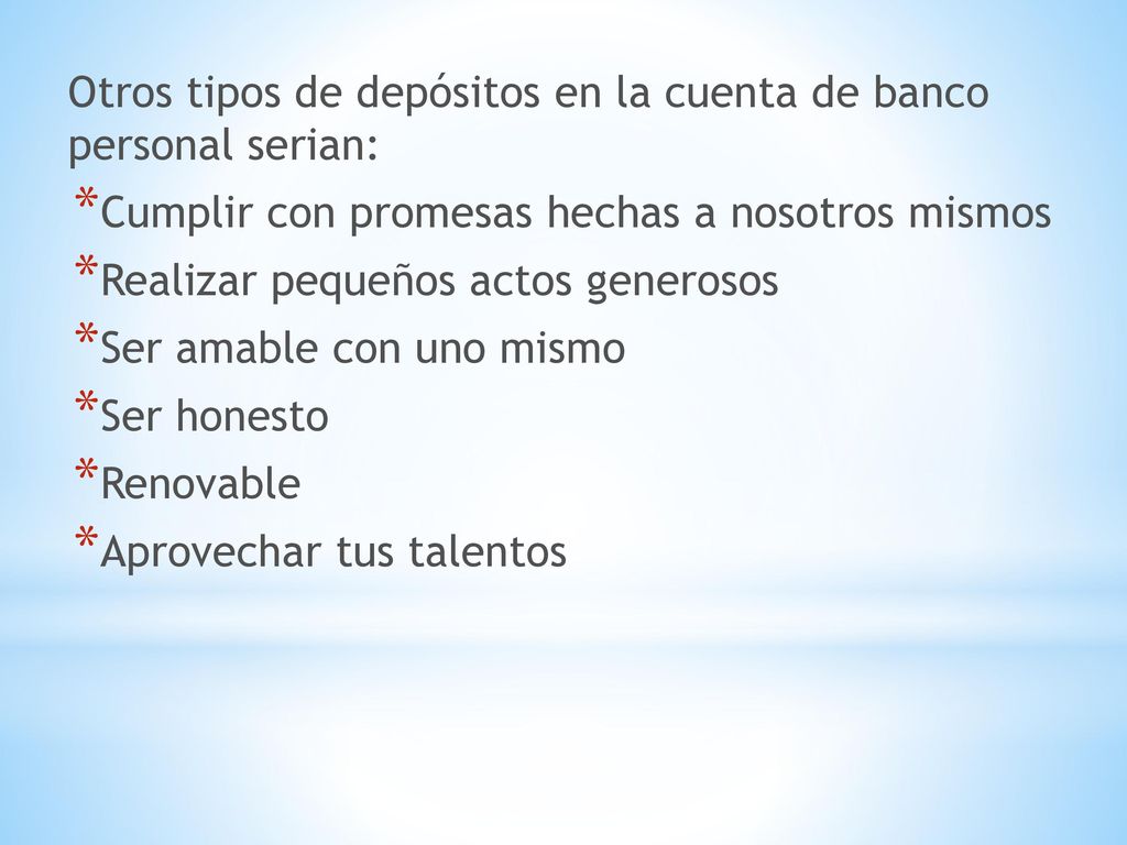 Otros tipos de depósitos en la cuenta de banco personal serian: