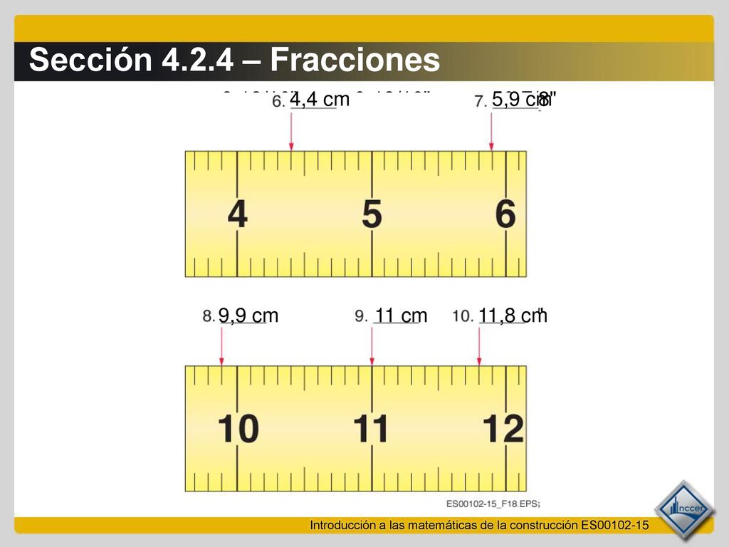 Sección – Fracciones 8-13/16 4,4 cm 9-13/16 5,9 cm 10-7/8