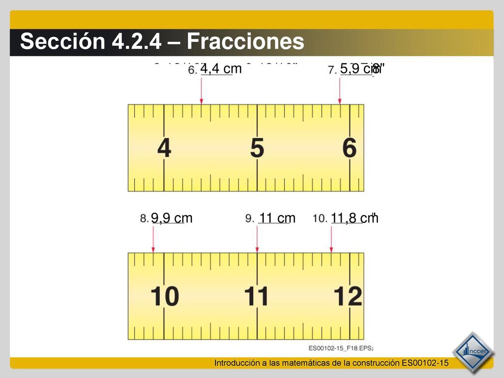 Sección – Fracciones 8-13/16 4,4 cm 9-13/16 5,9 cm 10-7/8