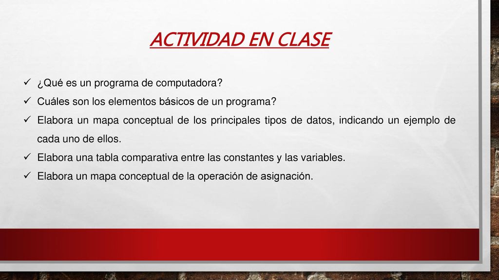 ACTIVIDAD EN CLASE ¿Qué es un programa de computadora