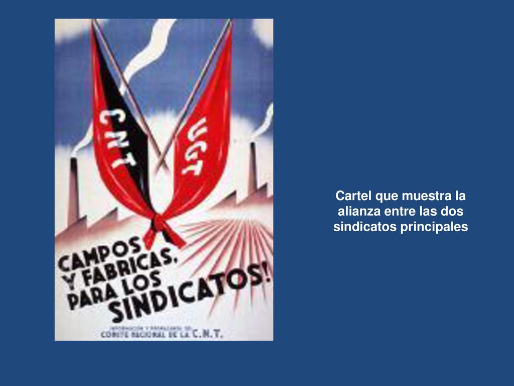 Cartel que muestra la alianza entre las dos sindicatos principales