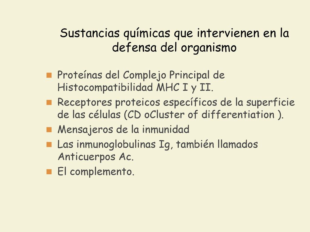 Sustancias químicas que intervienen en la defensa del organismo