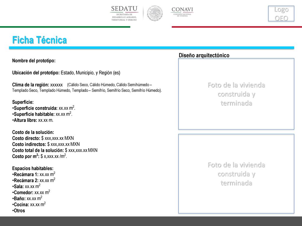 Ficha Técnica Logo OEO Foto de la vivienda construida y terminada