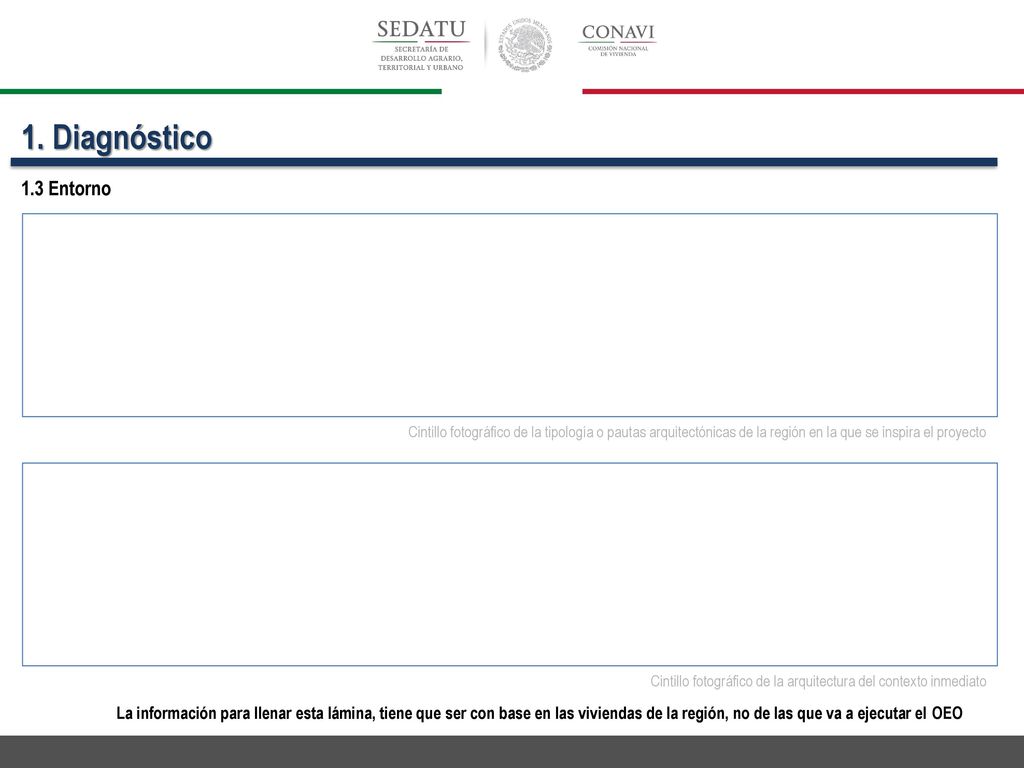 1. Diagnóstico 1.3 Entorno. Cintillo fotográfico de la tipología o pautas arquitectónicas de la región en la que se inspira el proyecto.
