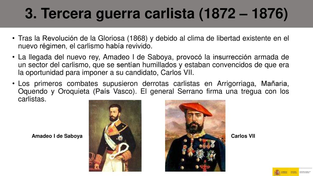 3. Tercera guerra carlista (1872 – 1876)