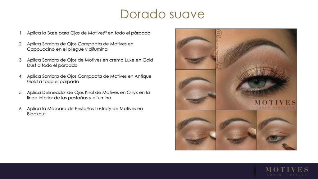 Dorado suave Aplica la Base para Ojos de Motives® en todo el párpado.