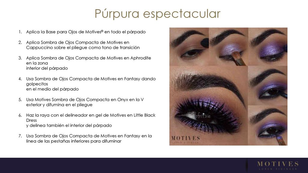 Púrpura espectacular Aplica la Base para Ojos de Motives® en todo el párpado.