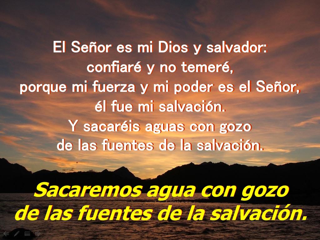Sacaremos agua con gozo de las fuentes de la salvación.
