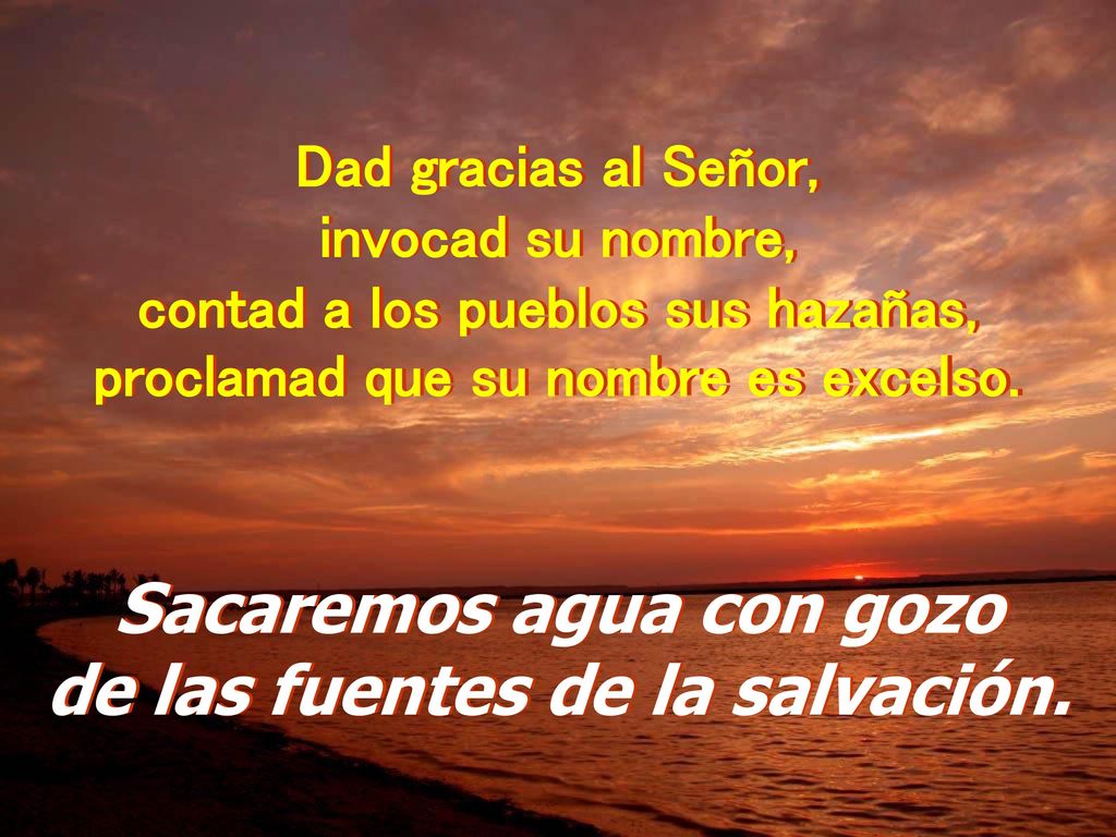 Sacaremos agua con gozo de las fuentes de la salvación.