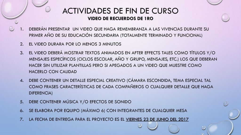 Actividades de fin de curso video de recuerdos de 1ro