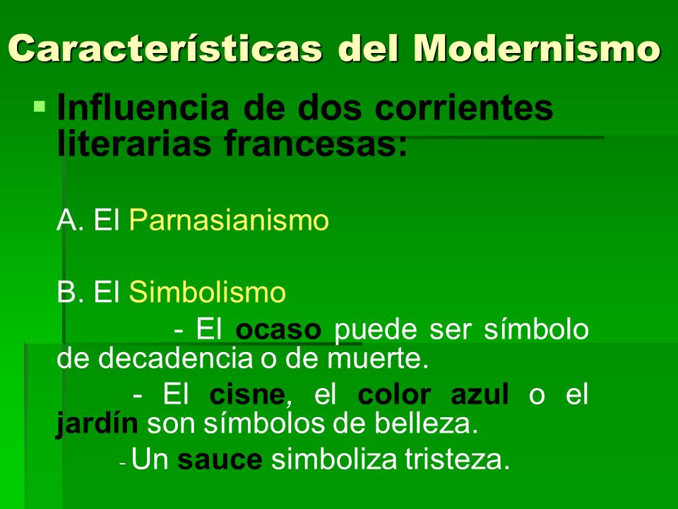 Características del Modernismo