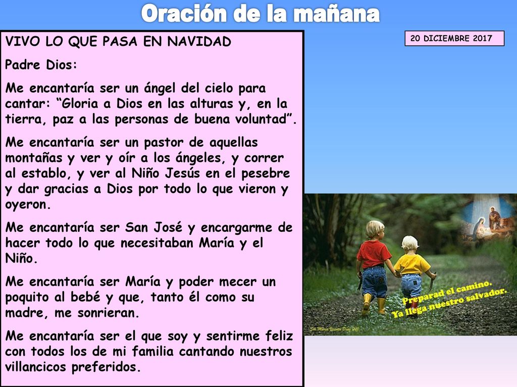 Oración de la mañana VIVO LO QUE PASA EN NAVIDAD Padre Dios: