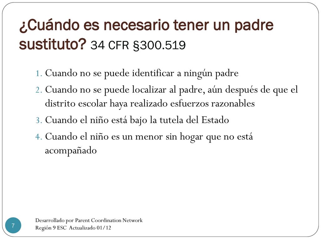 ¿Cuándo es necesario tener un padre sustituto 34 CFR §
