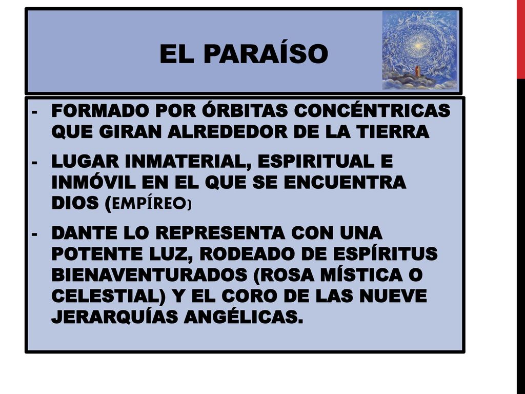 El paraíso FORMADO POR ÓRBITAS CONCÉNTRICAS QUE GIRAN ALREDEDOR DE LA TIERRA.