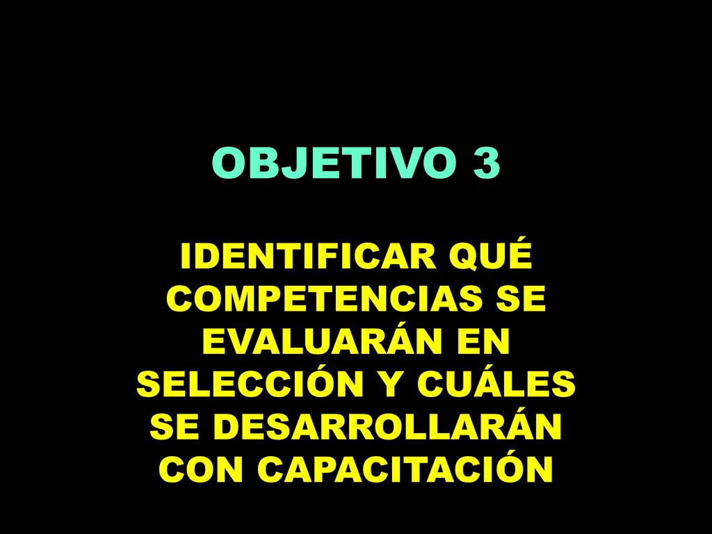 OBJETIVO 3 IDENTIFICAR QUÉ COMPETENCIAS SE EVALUARÁN EN SELECCIÓN Y CUÁLES SE DESARROLLARÁN CON CAPACITACIÓN.