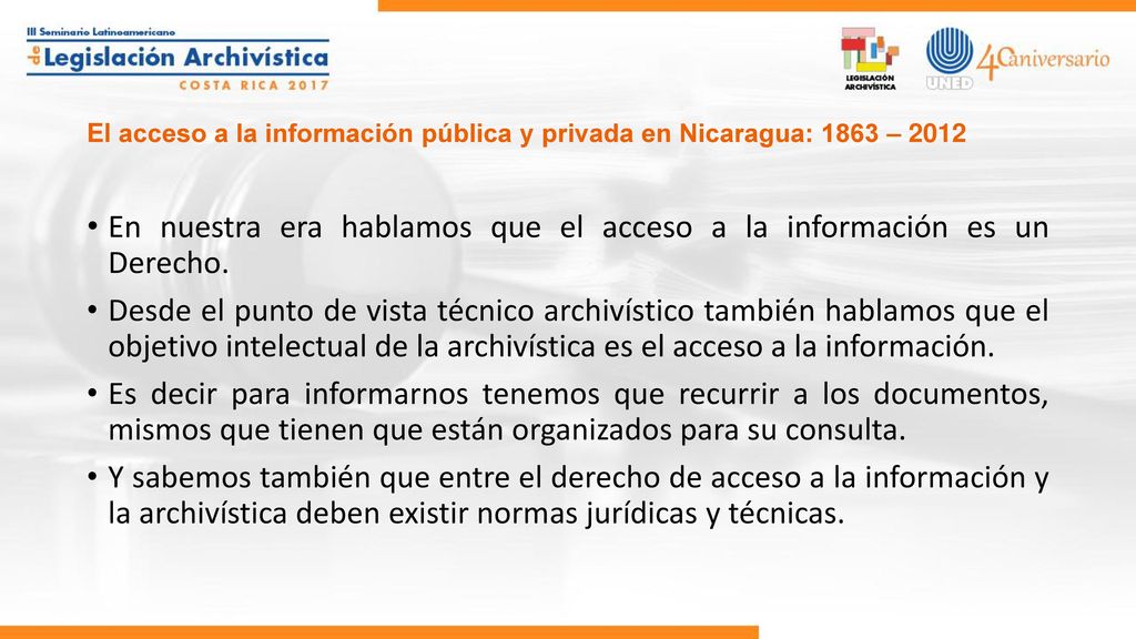 El acceso a la información pública y privada en Nicaragua: 1863 – 2012