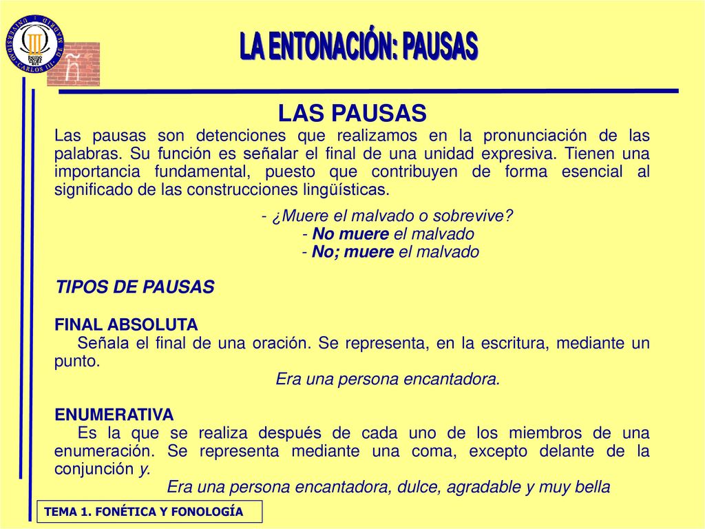 LAS PAUSAS LA ENTONACIÓN: PAUSAS TIPOS DE PAUSAS