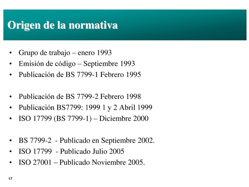 Origen de la normativa Grupo de trabajo – enero 1993