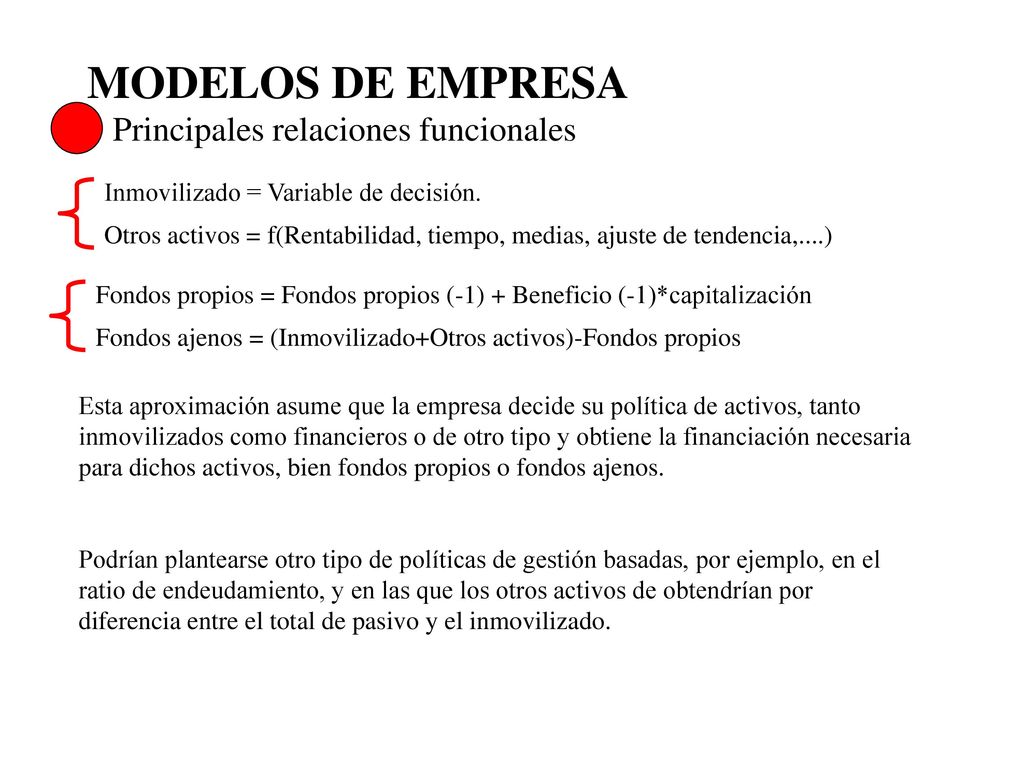 MODELOS DE EMPRESA Principales relaciones funcionales