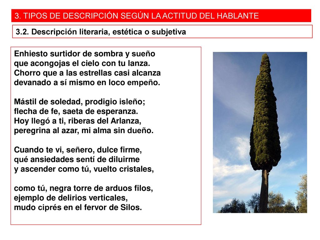 3. TIPOS DE DESCRIPCIÓN SEGÚN LA ACTITUD DEL HABLANTE