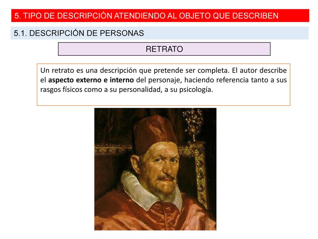 5. TIPO DE DESCRIPCIÓN ATENDIENDO AL OBJETO QUE DESCRIBEN