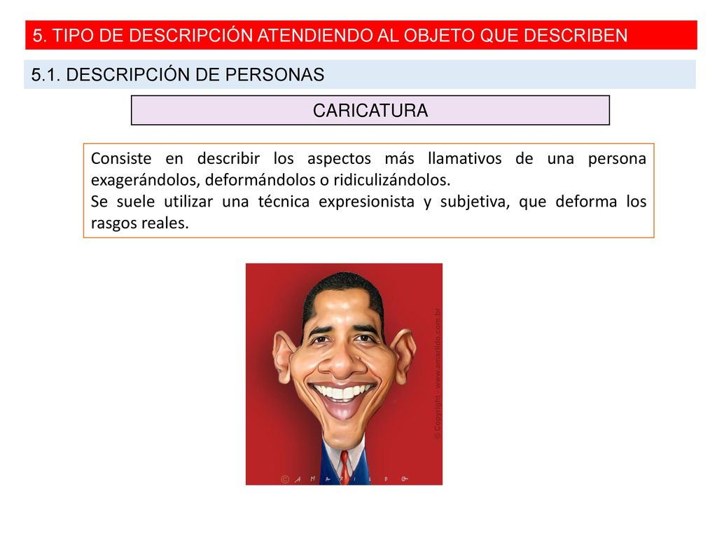 5. TIPO DE DESCRIPCIÓN ATENDIENDO AL OBJETO QUE DESCRIBEN