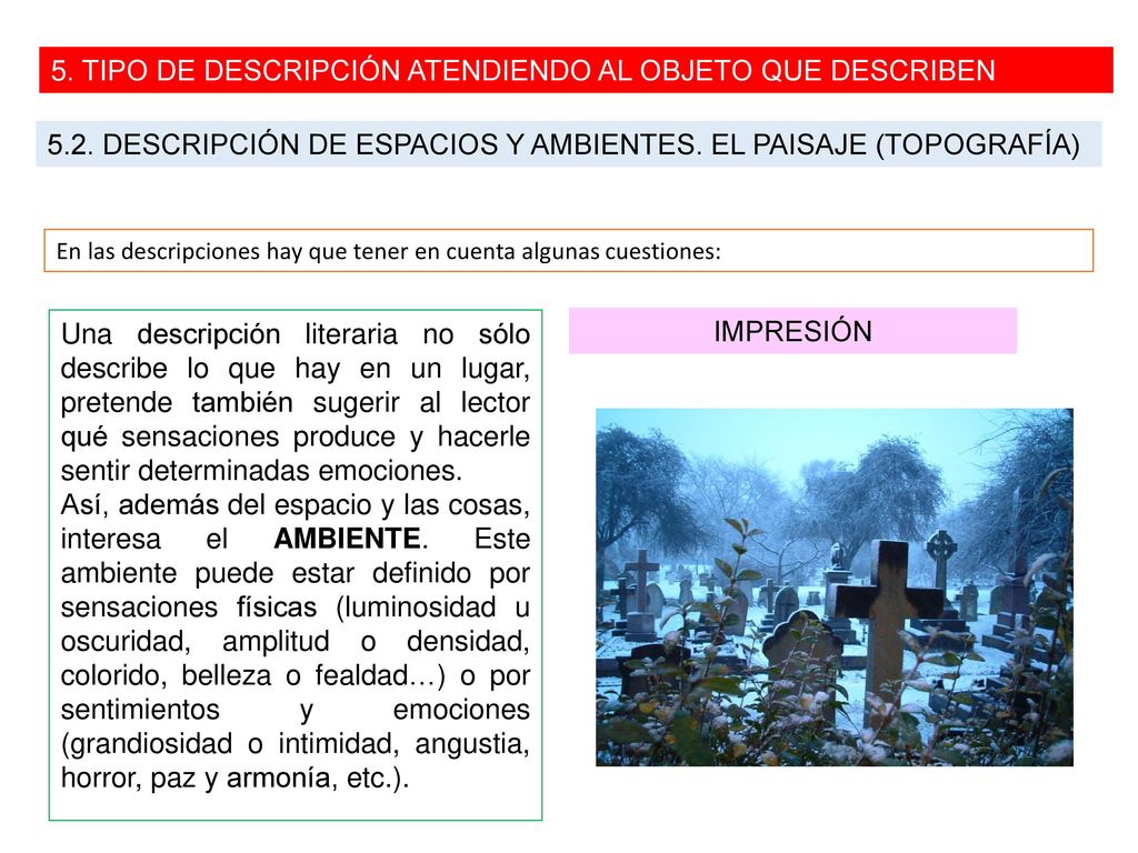 5. TIPO DE DESCRIPCIÓN ATENDIENDO AL OBJETO QUE DESCRIBEN