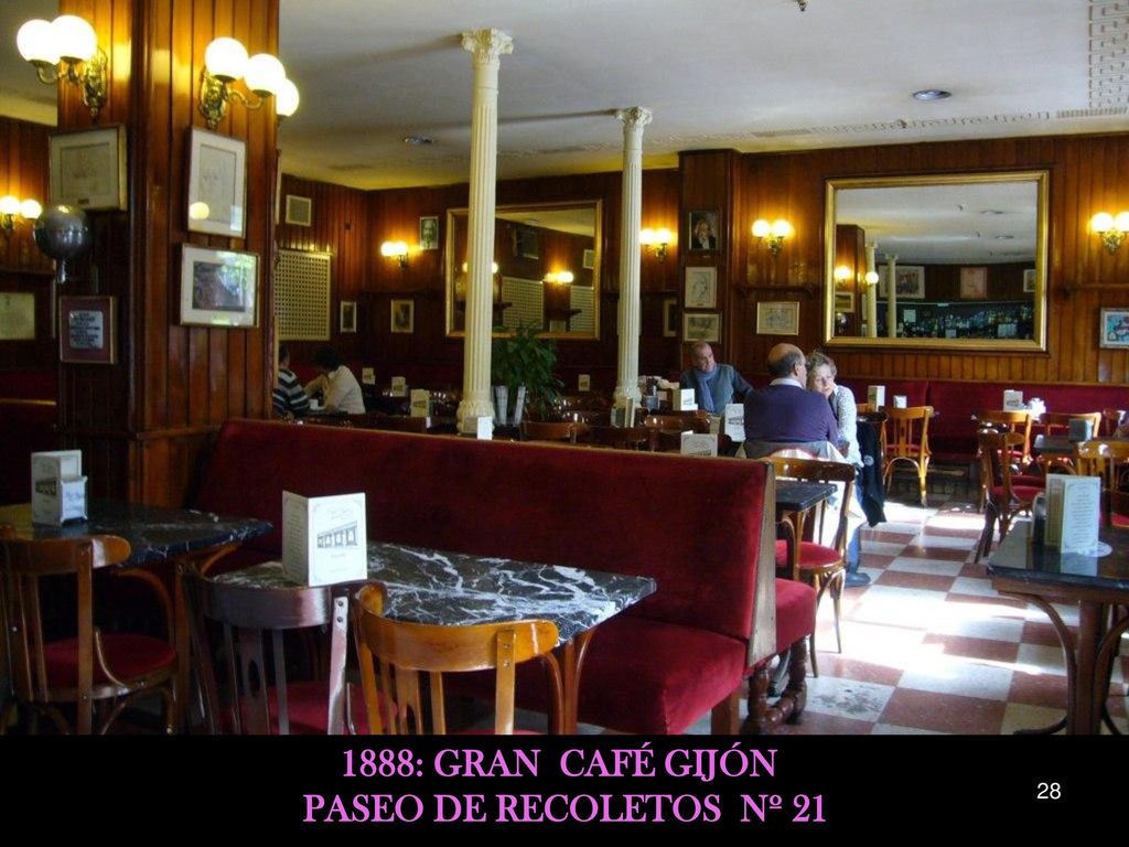 1888 – gran café gijon 1888: GRAN CAFÉ GIJÓN PASEO DE RECOLETOS Nº 21