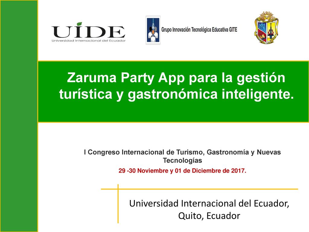 Zaruma Party App para la gestión turística y gastronómica inteligente.