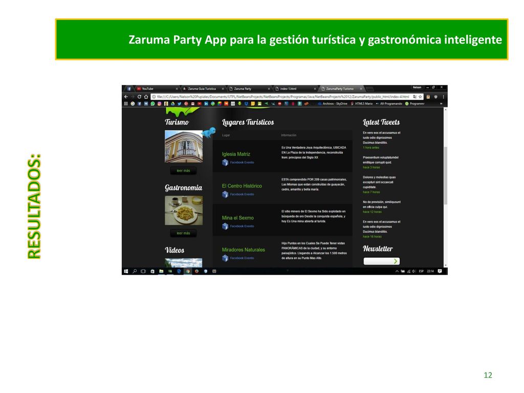 Zaruma Party App para la gestión turística y gastronómica inteligente